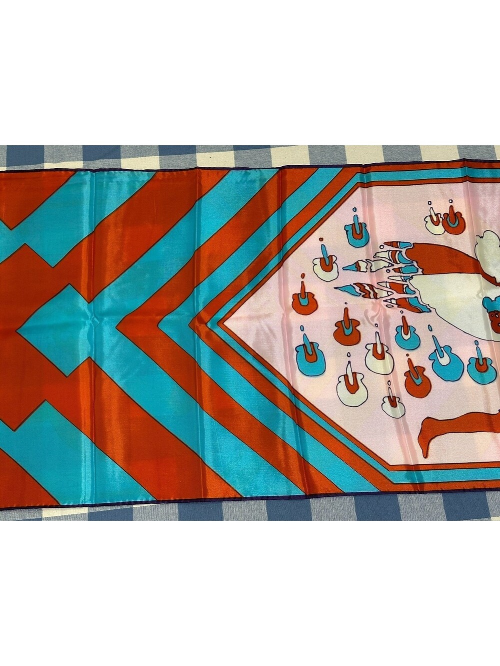 PETER MAX Vintage Graphic Psychedelic 70s Silk Scarf LONG 14.5"x 64" appx Oblong - Picture 8 of 16